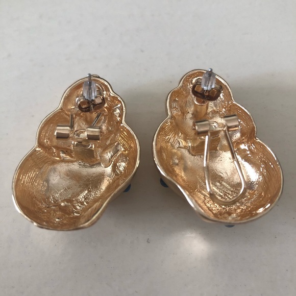 Groovy BIG 80’s Inspired Conch Shell Gem Earrings - Picture 6 of 8